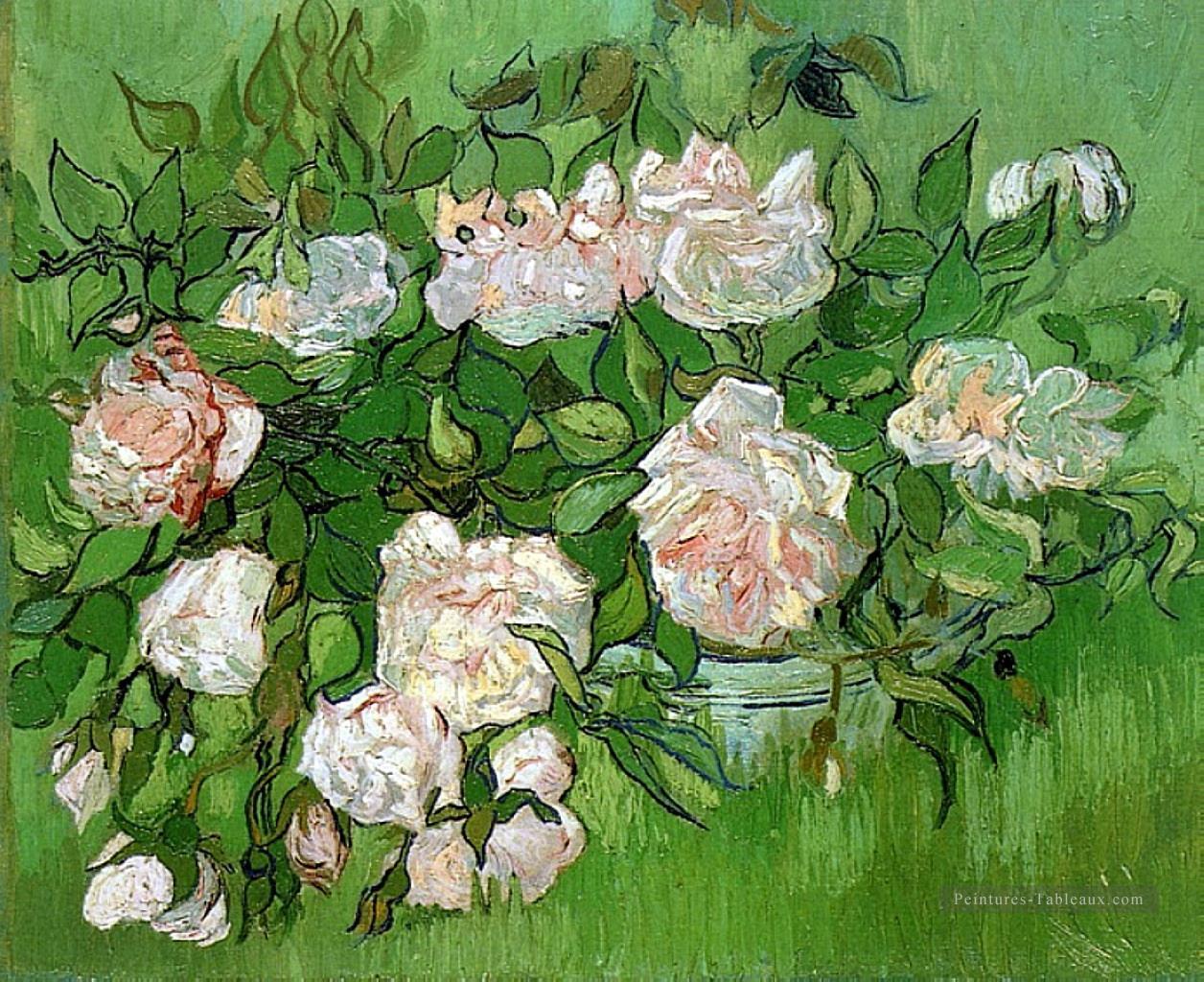 Nature morte Roses roses Vincent van Gogh Fleurs impressionnistes Peintures à l'huile